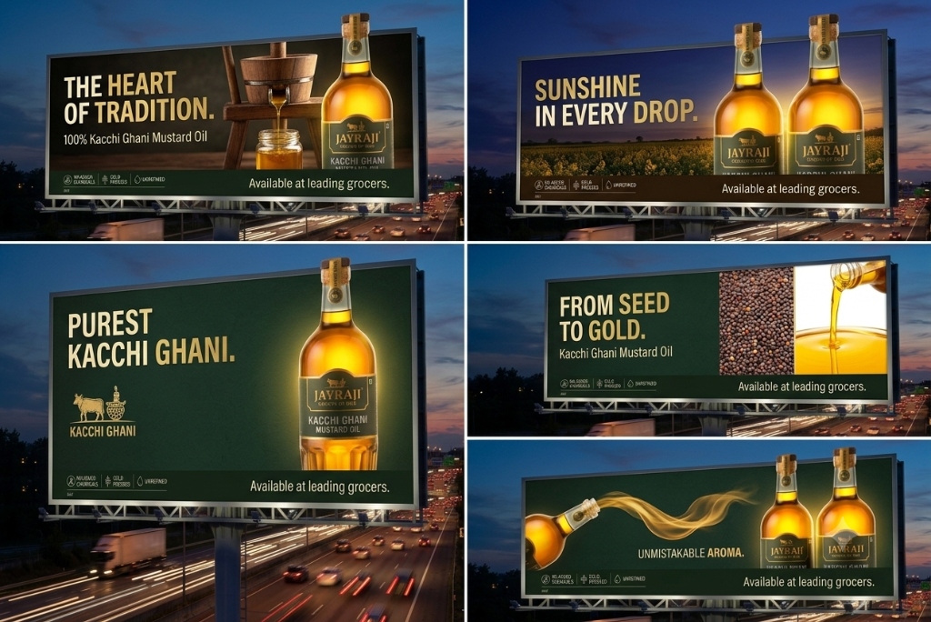 Jayraji 100% Kacchi Ghani Mustard Oil Campaign Collage